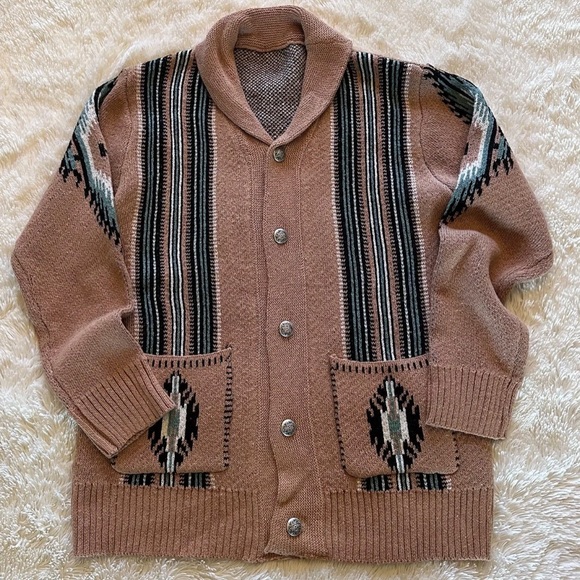 Western Trading Post RoadRunner Cowichan Knit Traditional Button Front Sweater - Picture 5 of 7